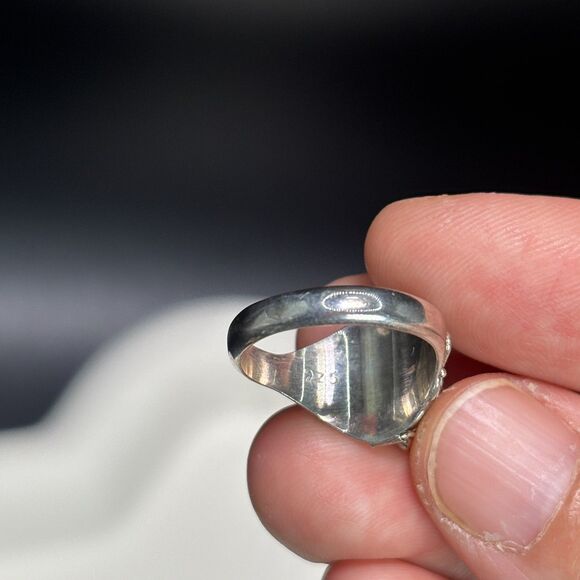 Vintage Sterling Silver Poison Locket Ring Amethyst Secret Compartment sz 5 - Picture 5 of 7